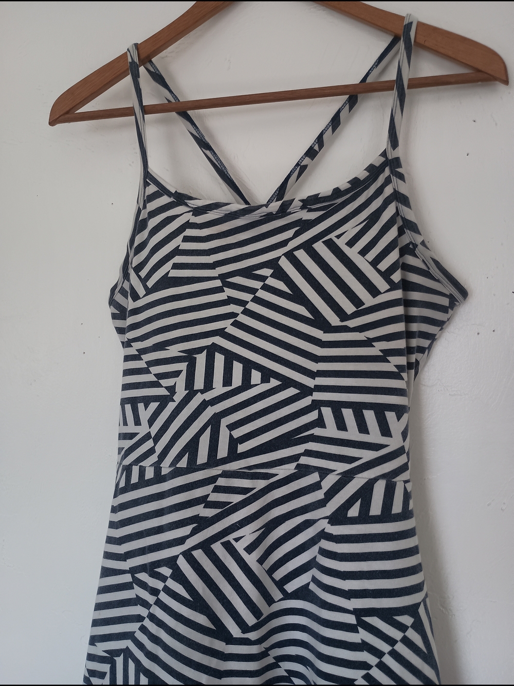 Pact Organic Cotton Fit & Flare Midi Dress Geometric Stripes - Picture 10 of 14